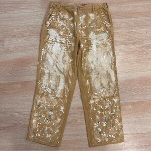 Pilcro Wonens Tan The Roamer Pants with Paint Accents Size 32